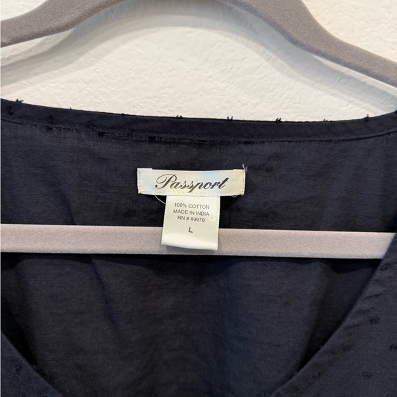 SOLD - NWOT Passport Black Puff Sleeve Dress 100% Cotton - Picture 3 of 4